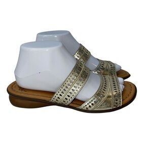 Naturalizer No. 5 Women's Sandals Size 8.5M Gold Slip On Sandal Wedge Cushioned